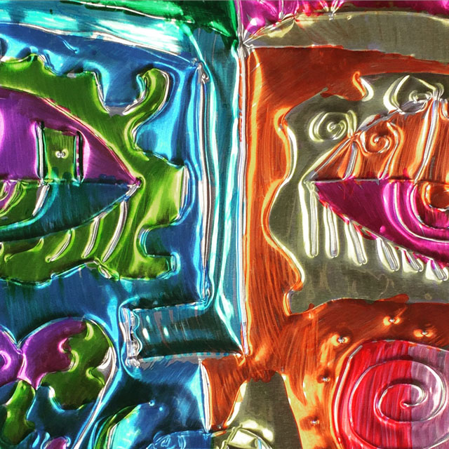 Sandra Silberzweig tooling foil portraits | www.smallhandsbigart.com
