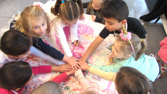 Children having fun at art party