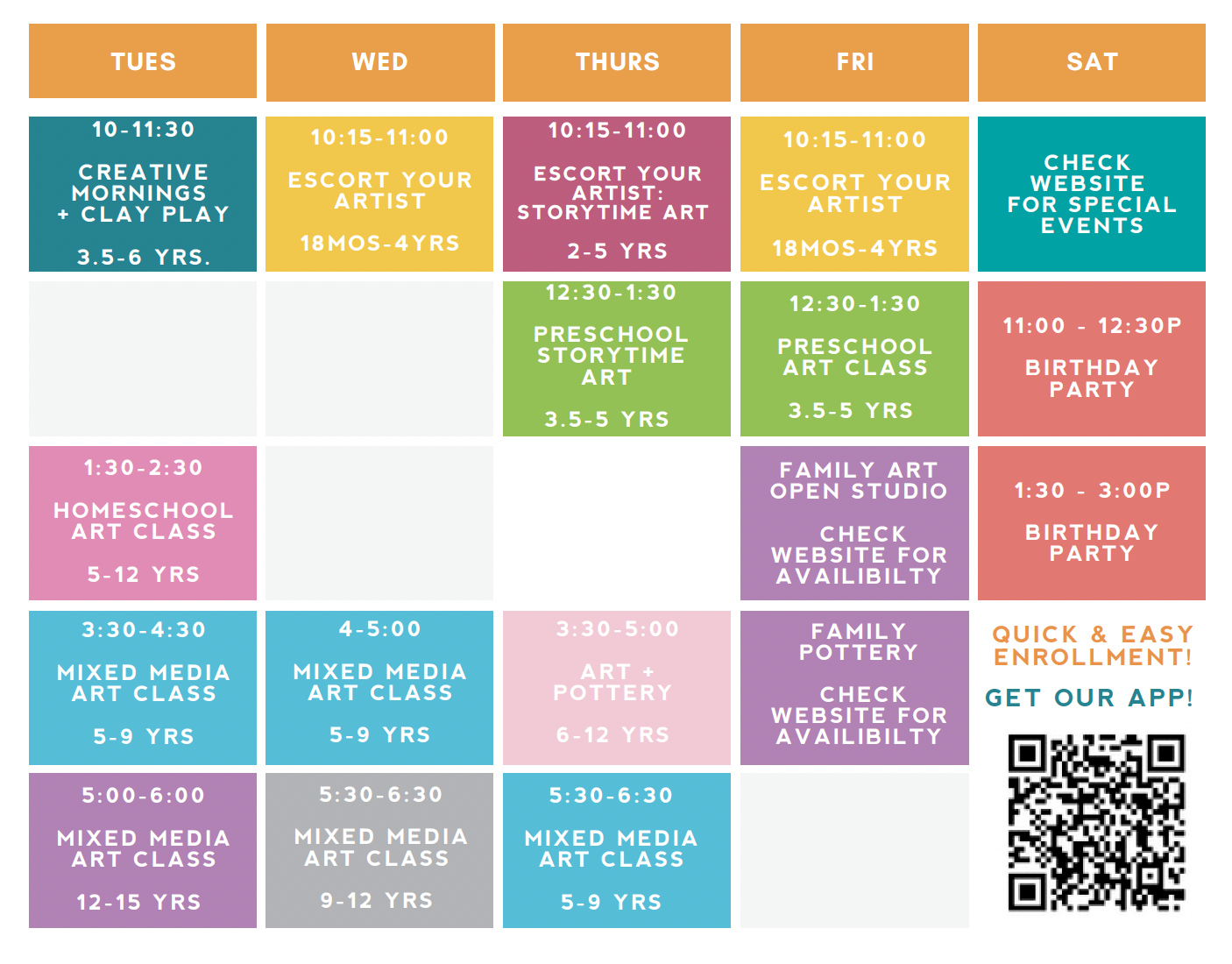 Fort Mill Art Class Schedule