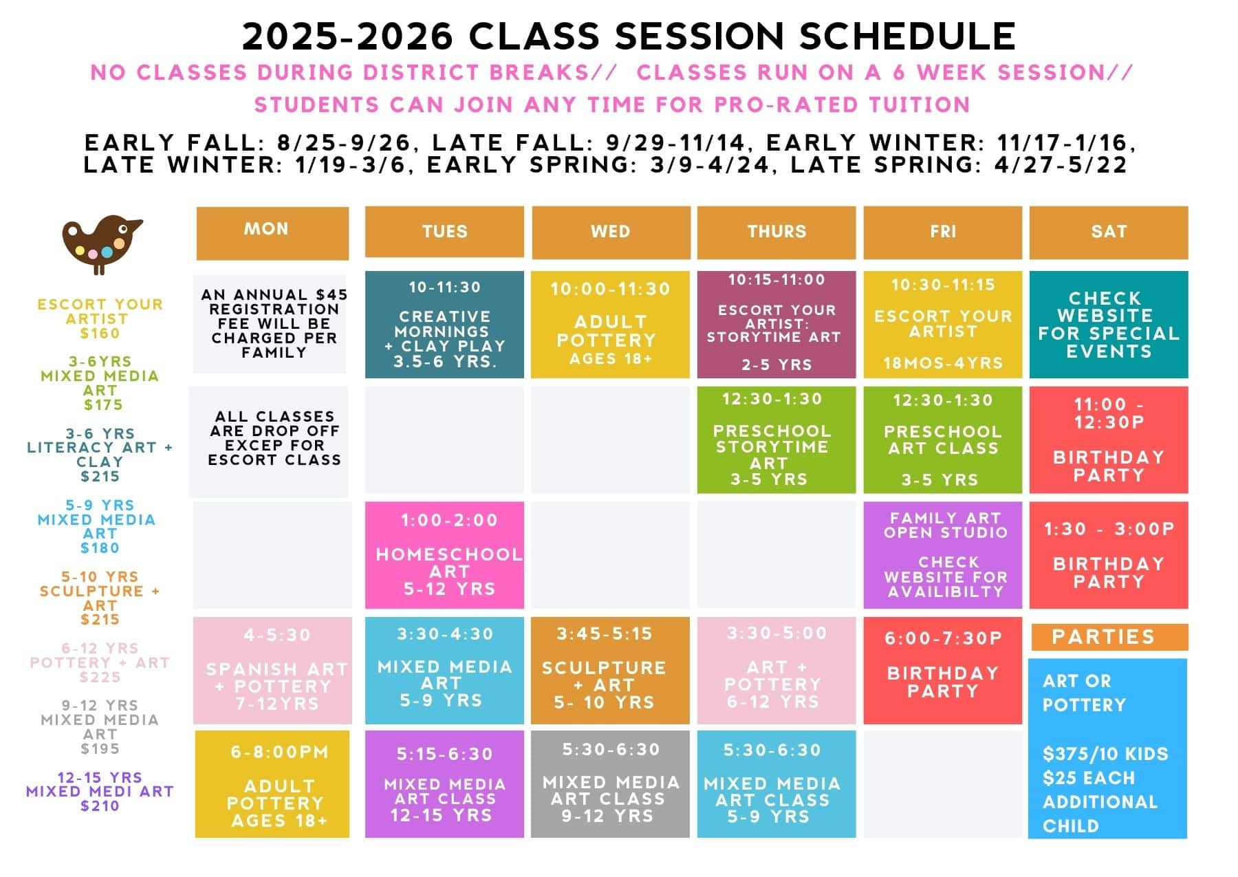 Fort Mill Art Class Schedule
