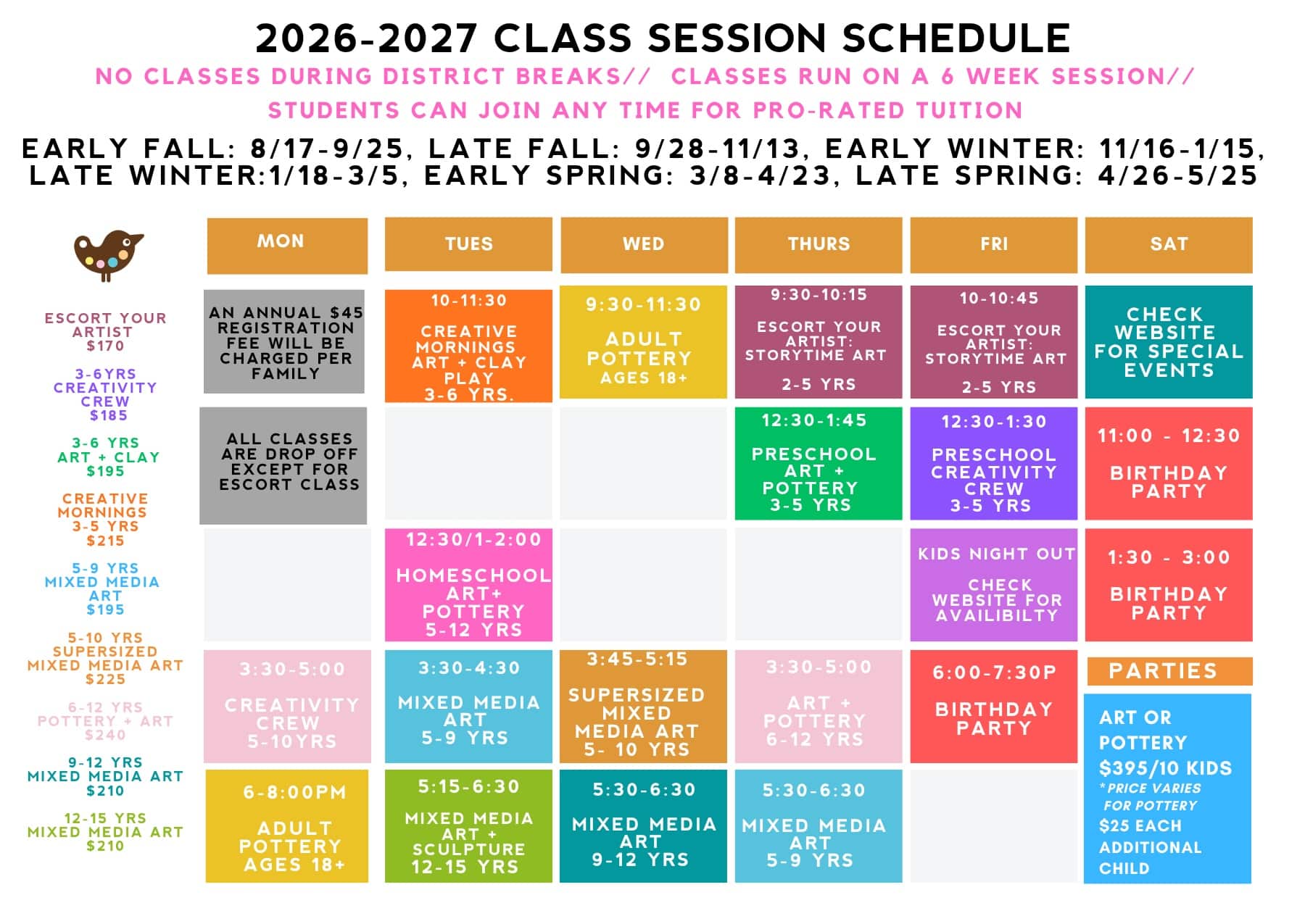 Fort Mill Art Class Schedule