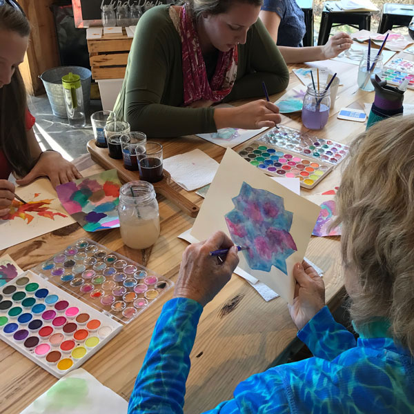 Modern Geometric Watercolor Adult Workshop / Small Hands Big Art