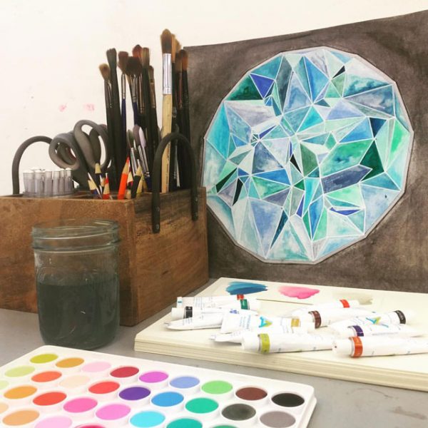 Modern Geometric Watercolor Adult Workshop / Small Hands Big Art