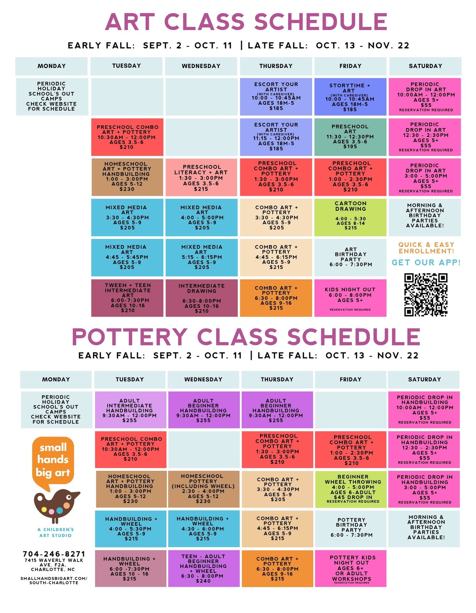 Small Hands Big Art Class Schedule