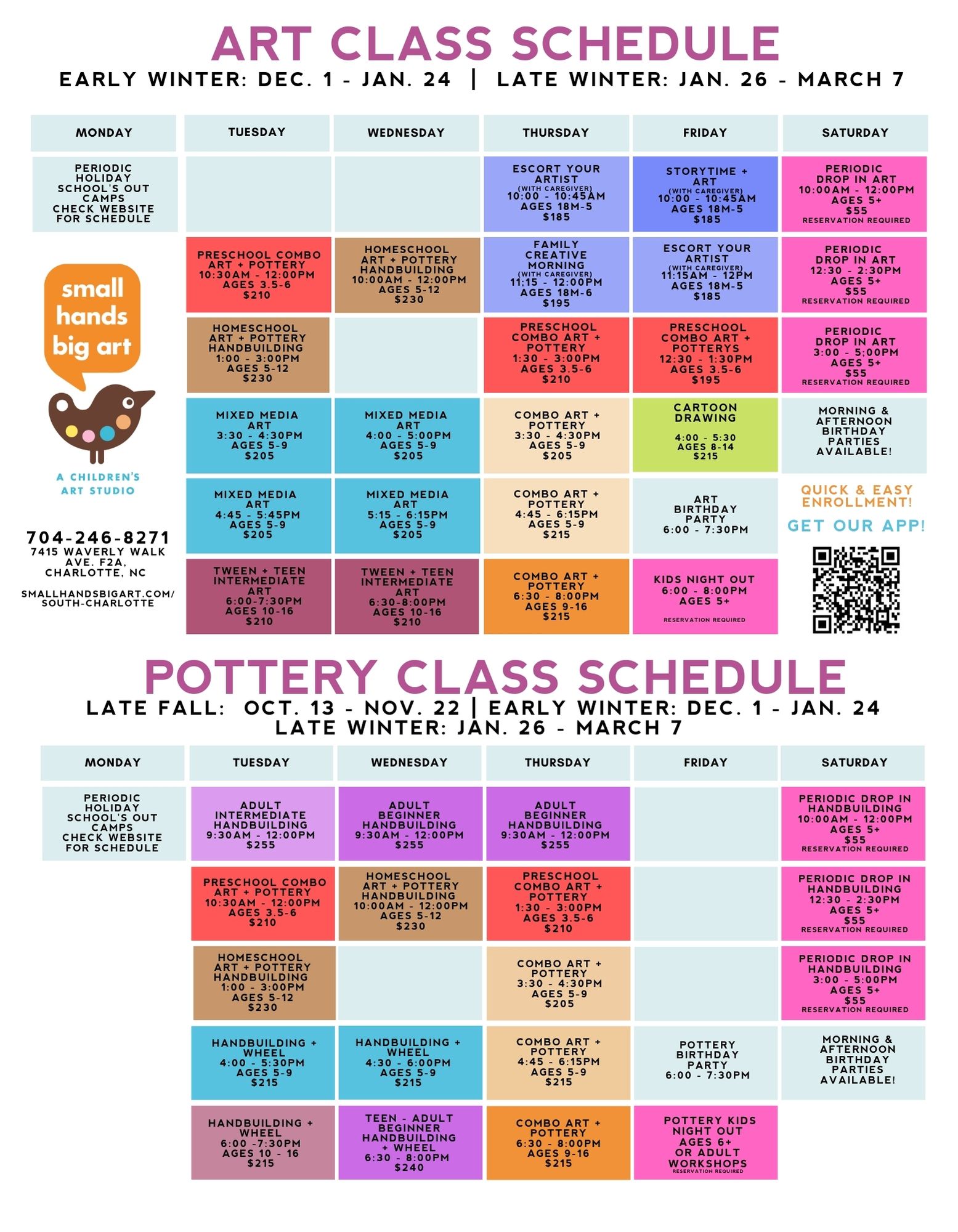 Small Hands Big Art Class Schedule