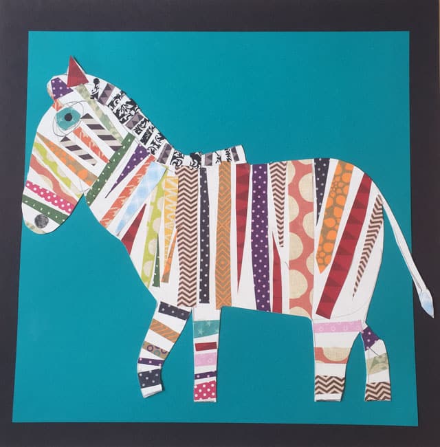 Melanie Mikecz Collaged Zebras | www.smallhandsbigart.com