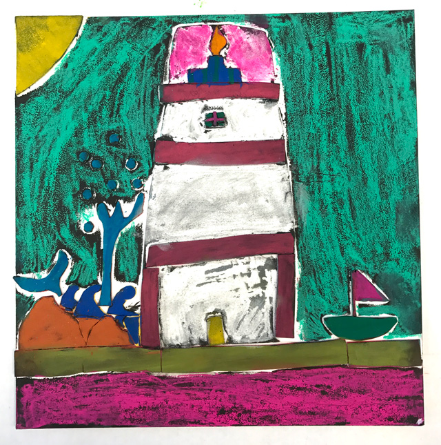 Chalk Pastel Lighthouse // www.smallhandsbigart.com
