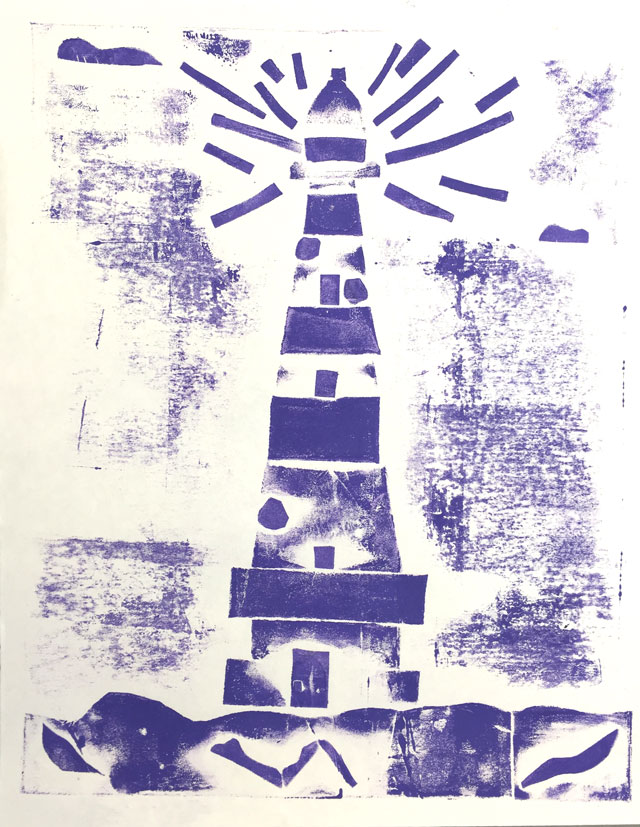 Lighthouse Collagraph Printmaking Project // www.smallhandsbigart.com