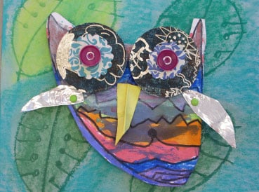 3D Mixed Media Owls | www.smallhandsbigart.com/blog