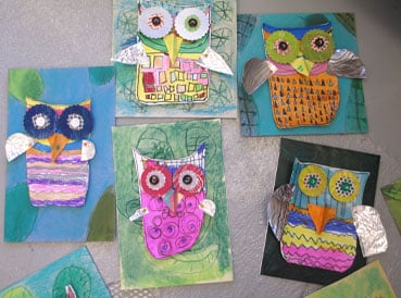 3D Mixed Media Owls | www.smallhandsbigart.com/blog