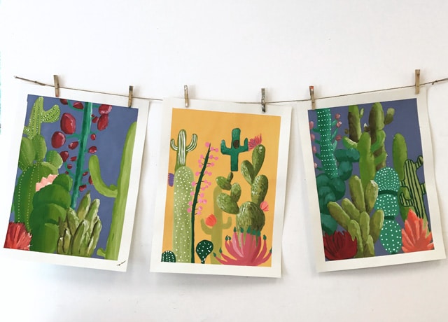 Middle School Cacti Painting Project// www.smallhandsbigart.com