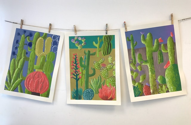 Southwest Cacti Painting Project // www.smallhandsbigart.com