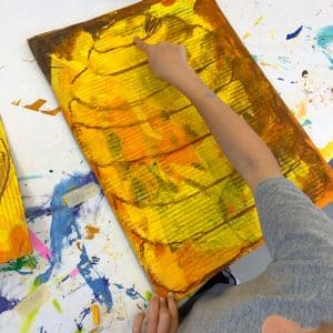 Cardboard beehive art project