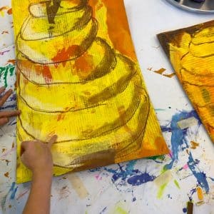 Cardboard beehive art project