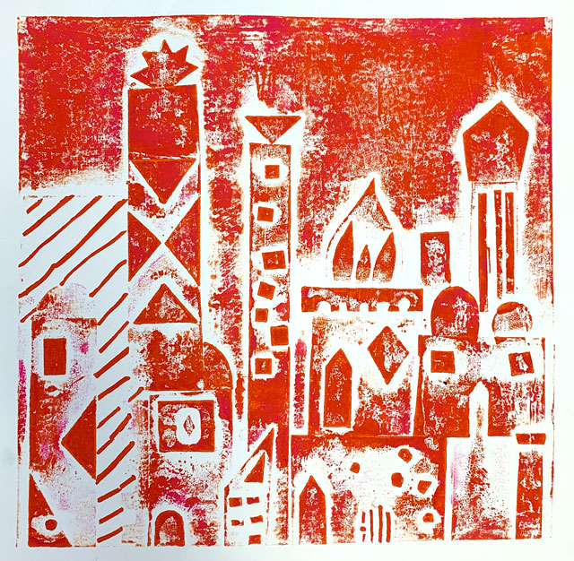 It's a Small World Collagraph Print