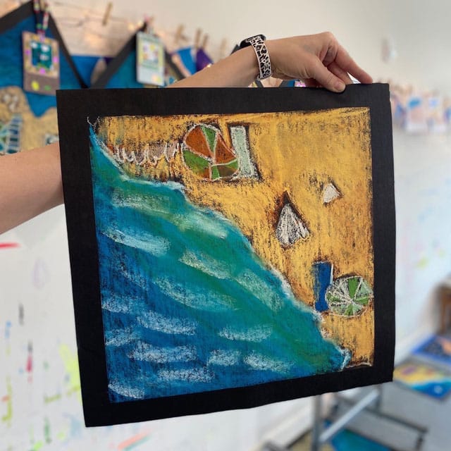 Children's Drawing of Beach Birds Eye View