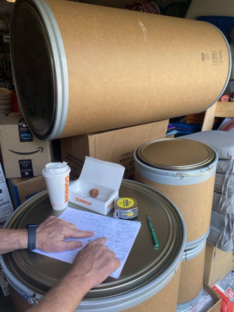 55-gallon fiber drum used to make a DIY spinning art barrel for kids
